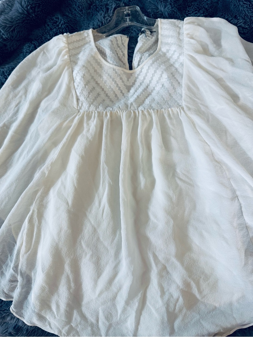 Women's Cream Embroidered Peasant Tunic - Relaxed Fit